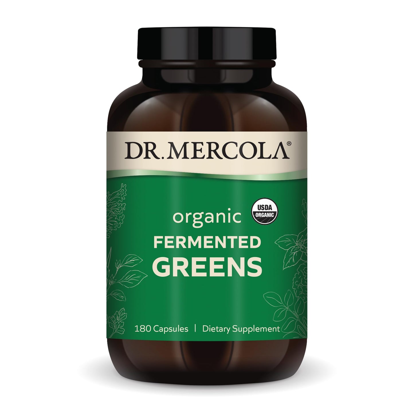 Dr. Mercola Organic Fermented Greens – 30 Servings, 180 Capsules | Immune Support, USDA Organic, Non-GMO