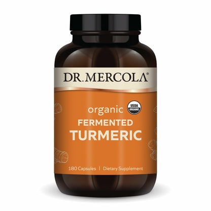 Dr. Mercola Organic Fermented Turmeric – 370 mg High-Bioavailability Curcuminoids, 180 Capsules (90 Servings) – USDA Organic, Non-GMO, Gluten-Free & Soy-Free
