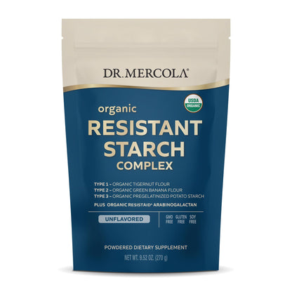 Dr. Mercola Organic Resistant Starch Complex - Supports Gut & Immune Health - Organic Green Banana, Tigernut Flour & Potato Starch - Gluten-Free & Soy-Free - Unflavored - 9.52 oz (30 Servings)