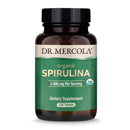 Dr. Mercola Organic Spirulina - 2,000 mg | USDA Organic, Non-GMO, Gluten-Free | 120 Tablets