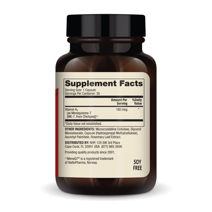 Dr. Mercola Vitamin K2 180 mcg MK-7 – Supports Arterial Health & Bone Strength – Non-GMO, Gluten-Free