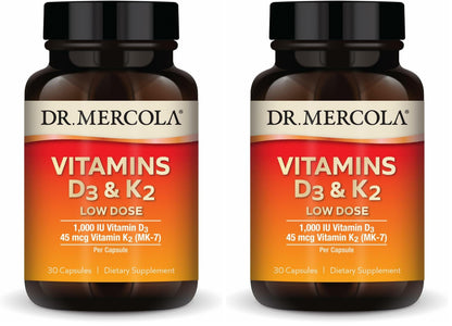 Dr. Mercola Vitamins D3 & K2 Low Dose - 2-Pack | Immune & Bone Support