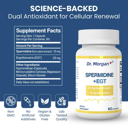 Dr. Morgan Spermidine & Ergothioneine – 99% Purity, Third-Party Tested