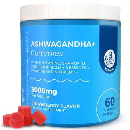 DR. MORITZ Ashwagandha Gummies – Calm, Immune Support, L-Theanine | Sugar Free & Non-GMO (60 Count)