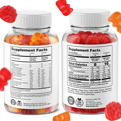 DR. MORITZ Kids Elderberry Gummies (60 Count) + Multivitamin Gummies Bundle (120 Count, 2 Pack) – Immune Support