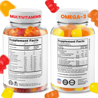 DR. MORITZ Omega-3 Gummies & Kids Multivitamins Bundle – Vegan DHA, Non-GMO