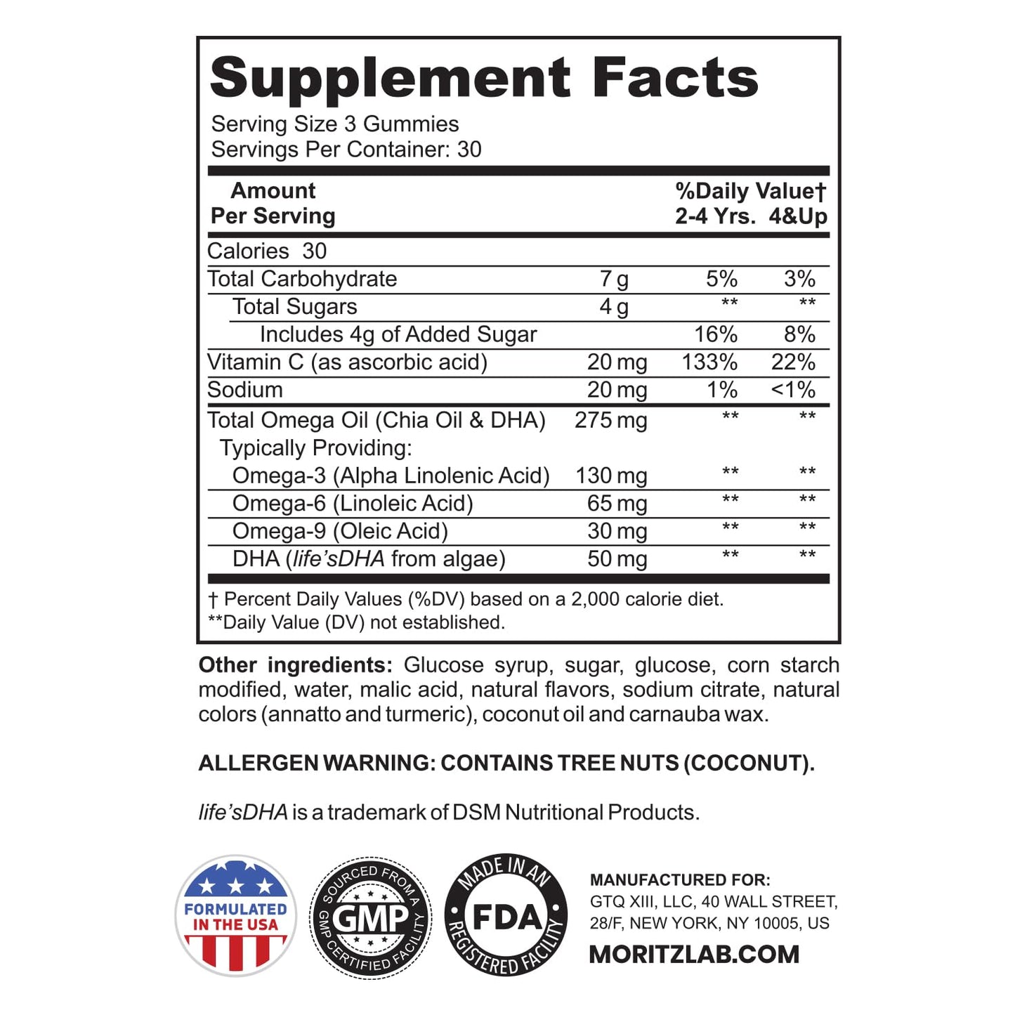 DR. MORITZ Omega 3 Kids Gummies (180 Count) – Vegan, No Fish Oil, Gluten-Free