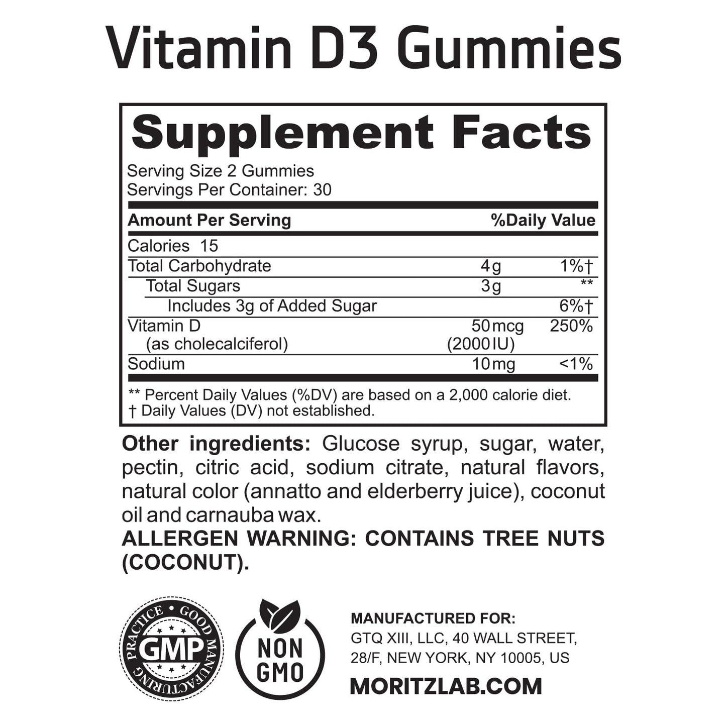 DR. MORITZ Vitamin D Gummies 2000 IU – 2-Pack (120 Count) – Vegetarian & Gelatin-Free