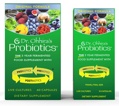Dr. Ohhira's Probiotics Original Formula – 60 Caps + 10-Caps Travel Pack | 13 Strains, Prebiotics & Postbiotics | Essential Formulas