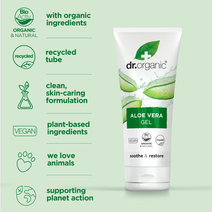 Dr Organic Aloe Vera Gel 200ml - Pure Aloe Vera Skin Care