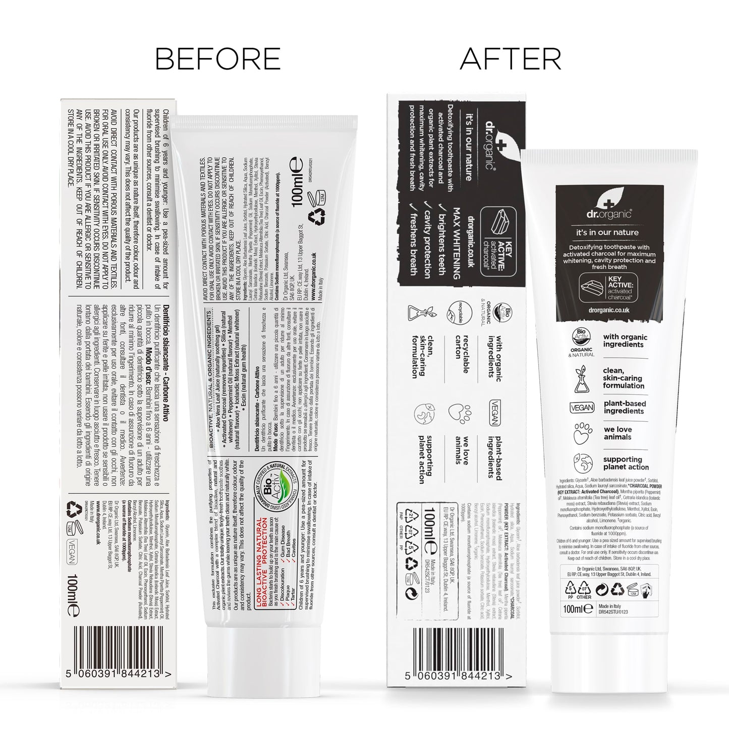 Dr Organic Extra Whitening Charcoal Toothpaste 100ml | Teeth Whitening