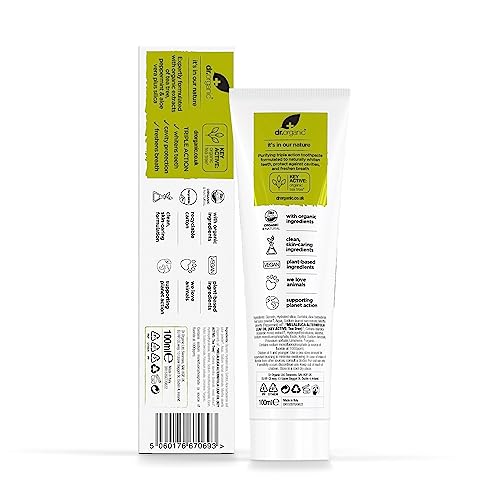 Dr.organic Tea Tree Toothpaste 100ml | Fresh Breath, Anti-Caries & Whitening