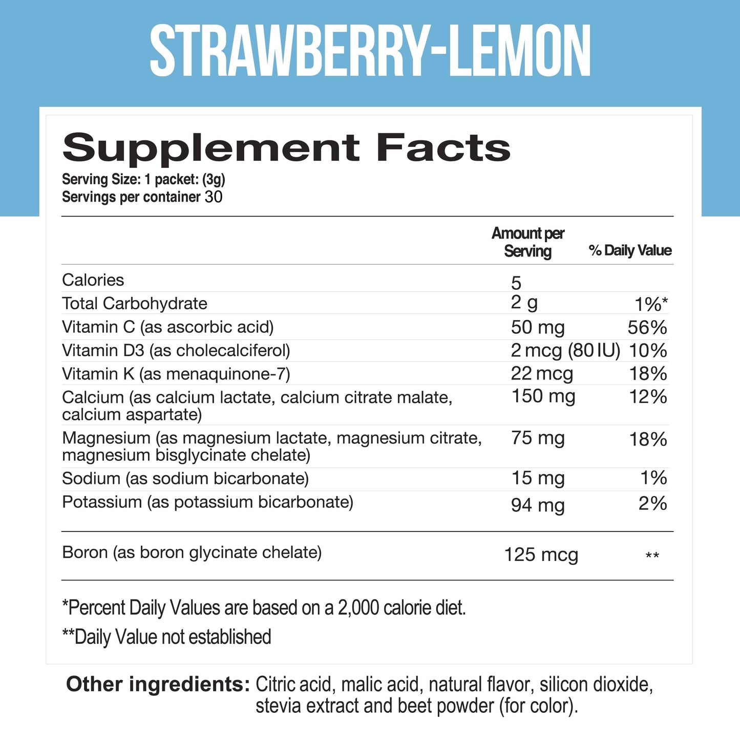 Dr. Price's Calcium Magnesium Powder – Strawberry Lemon (30 Servings) | Cal Mag with D3, K, Boron