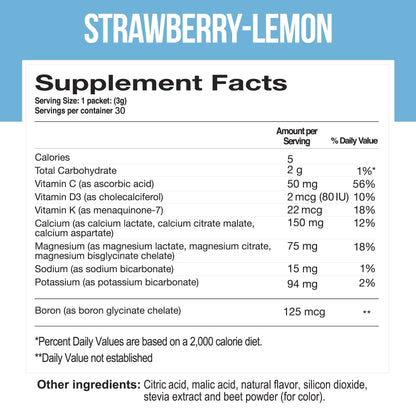 Dr. Price's Calcium Magnesium Powder – Strawberry Lemon (30 Servings) | Cal Mag with D3, K, Boron