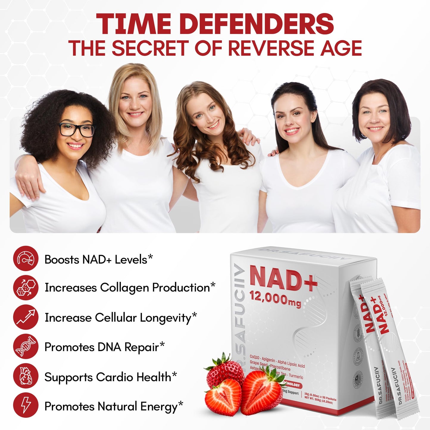 DR.SAFUCIIV NAD Supplement 12,000mg Extra Strength Alternative Liposomal, Urolithin A + Resveratrol for Men & Woemn, 8-in-1 Natural NAD+ Stick for Anti-Aging, Energy, Focus - 35 Packets