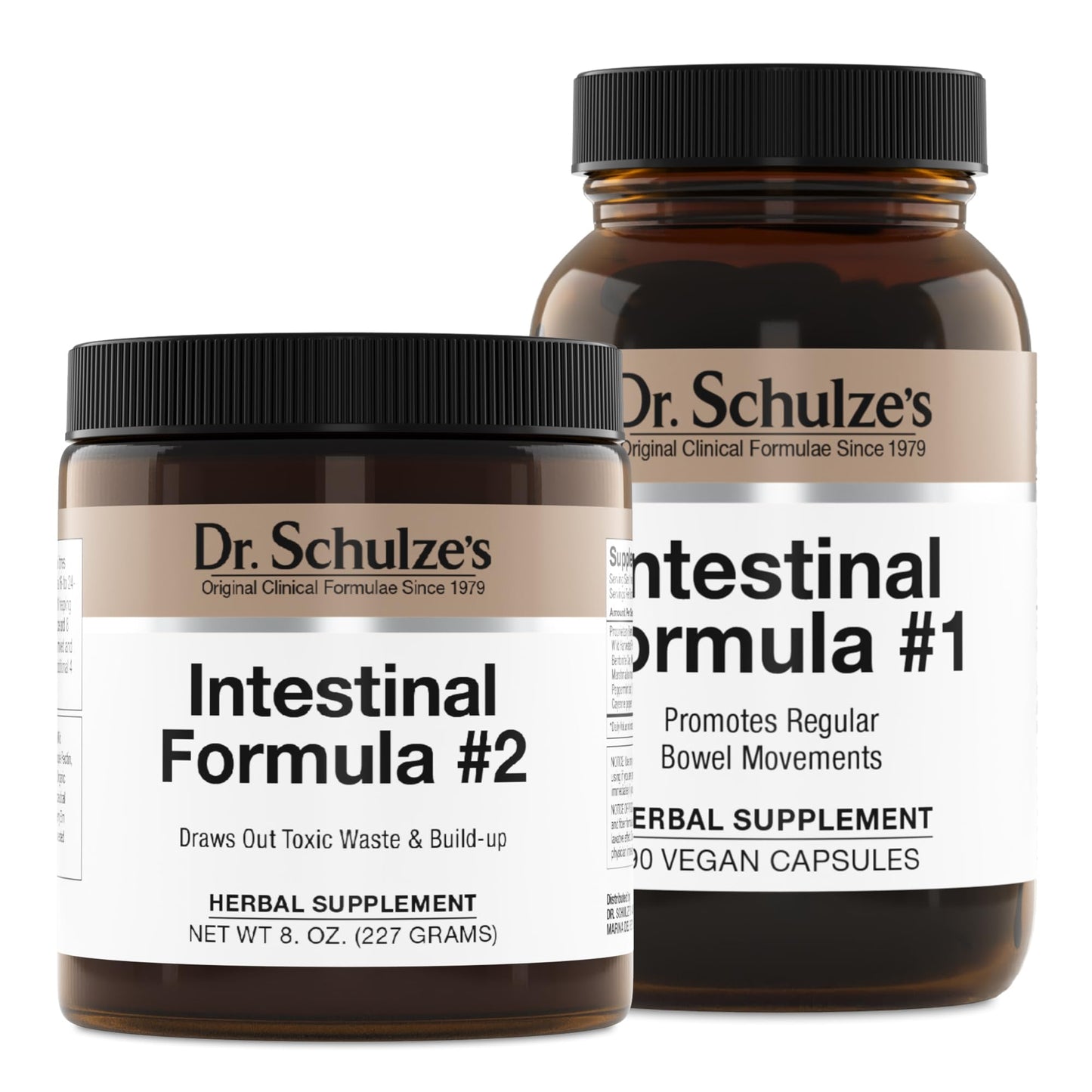 Dr. Schulze's Intestinal Formula #2 (8 oz) & Intestinal Formula #1 (90 capsules) - Organic Herbal Supplements