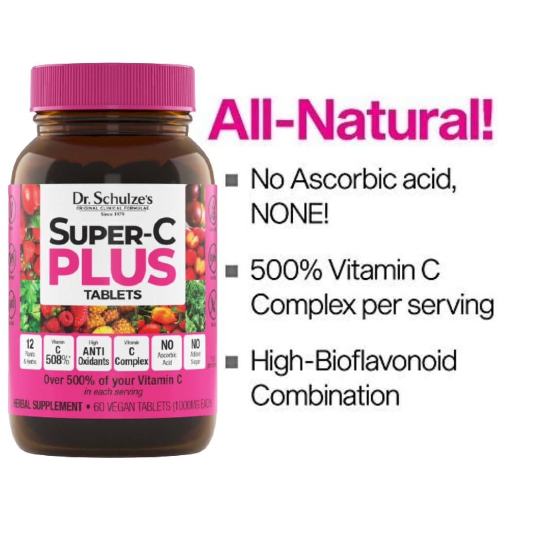 Dr. Schulze's Super-C Plus – Vitamin C for Immune Support, Skin Health & Antioxidant Power