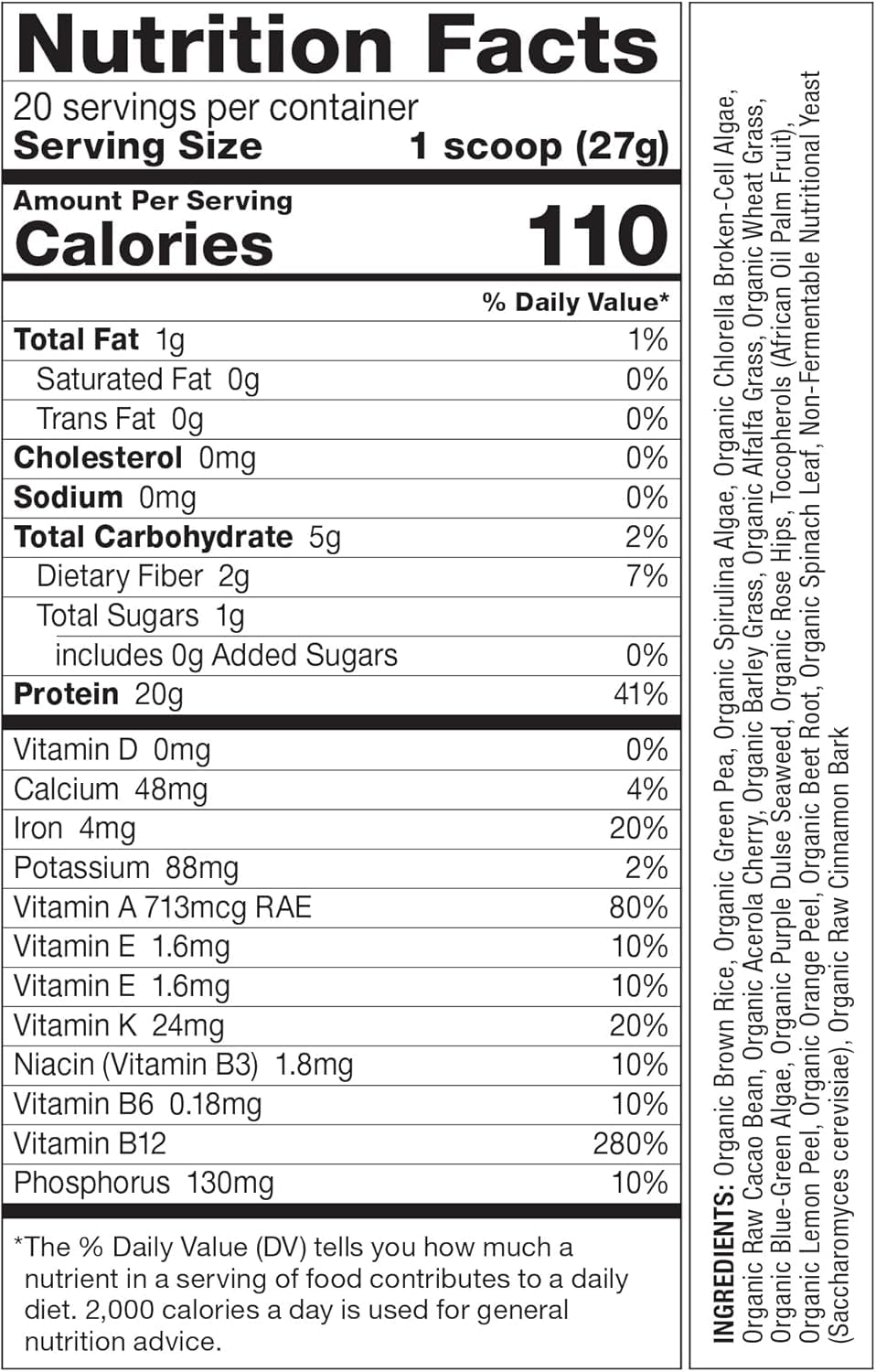 Dr. Schulze's SuperProtein Plus | 100% Plant Protein, Organic Powder, B-12 & Spirulina | 19 oz