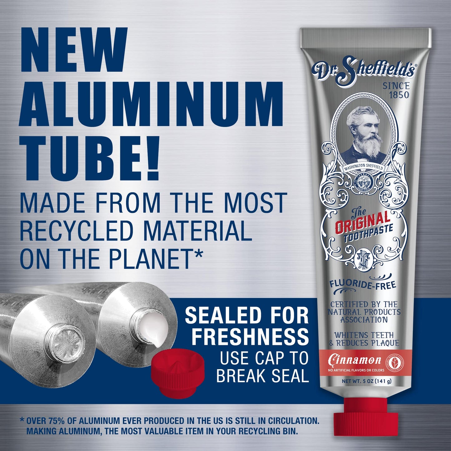 Dr. Sheffield’s Certified Natural Toothpaste Cinnamon (2-Pack) – Fluoride-Free, Fresh Breath