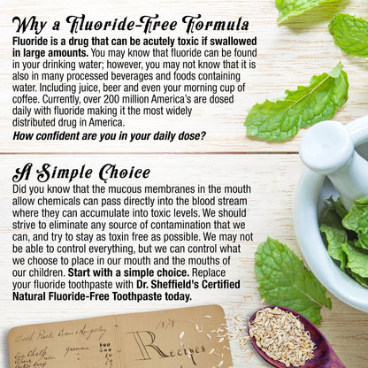 Dr. Sheffield's Certified Natural Peppermint Toothpaste – Fluoride Free (2-Pack)