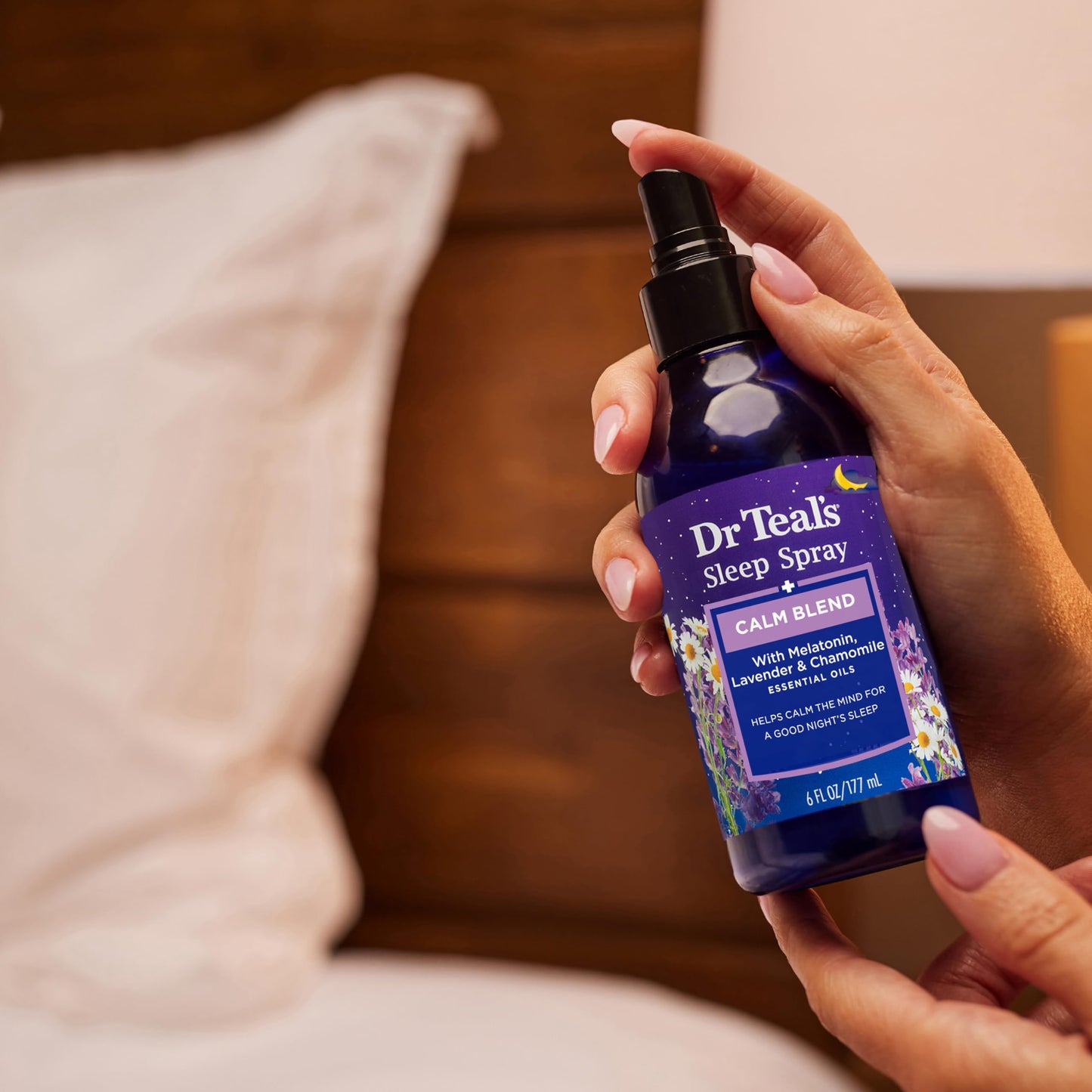 Dr Teal's Calm Blend Sleep Spray with Melatonin, Lavender & Chamomile Essential Oils – 6 fl oz (Pack of 3)