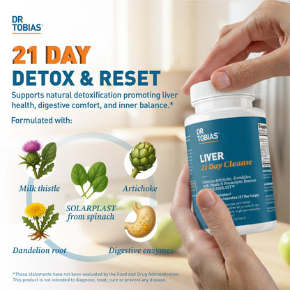 Dr. Tobias Liver 21 Day Cleanse – Milk Thistle Detox (63 Veg Capsules, Pack of 2)