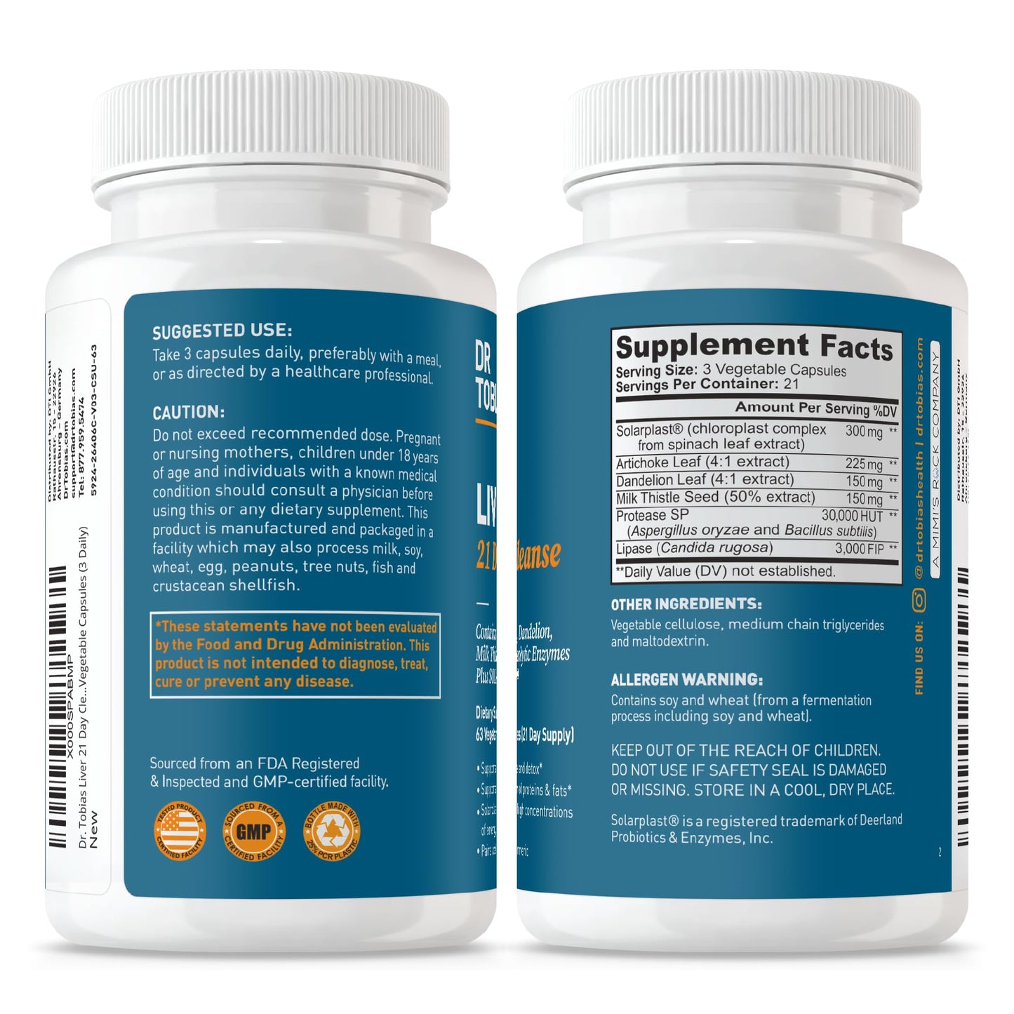Dr. Tobias Liver 21 Day Cleanse – Herbal Detox (Milk Thistle & Artichoke) 63 Veg Caps