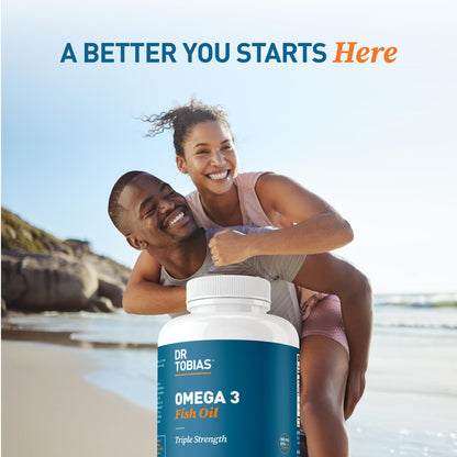 Dr. Tobias Omega-3 Fish Oil 2000mg Triple Strength – 800mg EPA / 600mg DHA per Serving | 90 Softgels