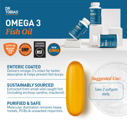 Dr. Tobias Omega-3 Fish Oil 2000mg Triple Strength – 800mg EPA / 600mg DHA per Serving | Heart, Brain & Immune Support | 360 Softgels