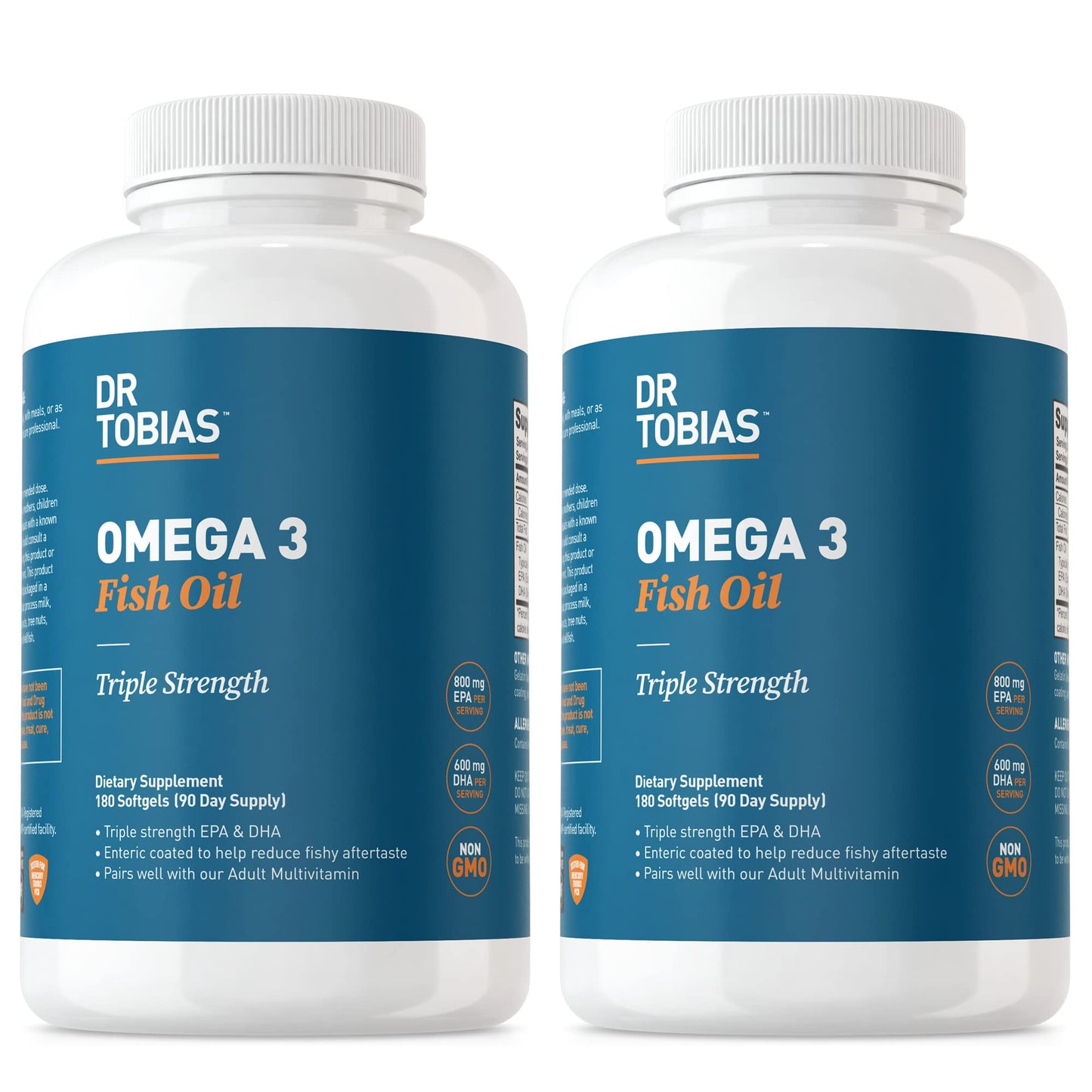 Dr. Tobias Omega-3 Fish Oil 2000mg Triple Strength – 800mg EPA / 600mg DHA per Serving | Heart, Brain & Immune Support | 360 Softgels