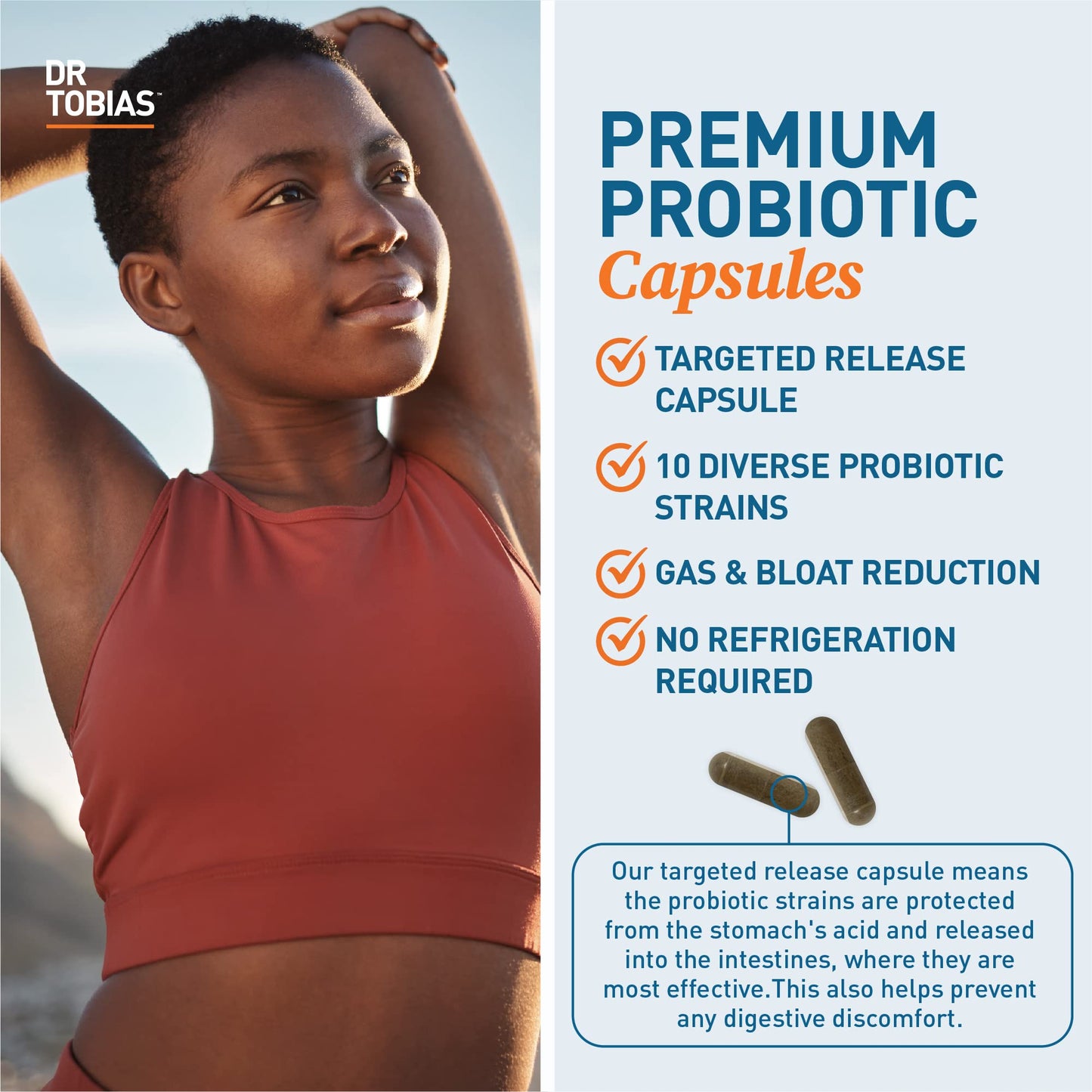 Dr. Tobias Probiotics 30 Billion CFU – 10 Strains | Targeted Release for Digestive Health