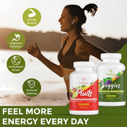 2000 MG Fruit & Veggies Supplement, 240 Tablets – 35+ Fruits & Veggies