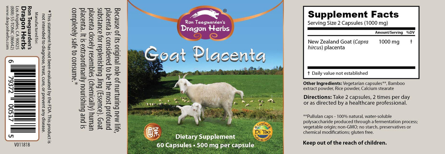 Dragon Herbs Goat Placenta Capsules 500 mg – 60 Capsules