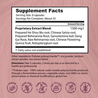 Dragon Herbs Hair and Nails | All Natural Supplement to Support Hair, Nails, Healthy Aging, and Circulation | All Natural Ingredients, Non-GMO (100 Capsules, 500 mg Per Capsule)