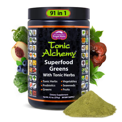 Dragon Herbs Tonic Alchemy Superfood Greens Powder with 91 Ingredients | 30 Servings