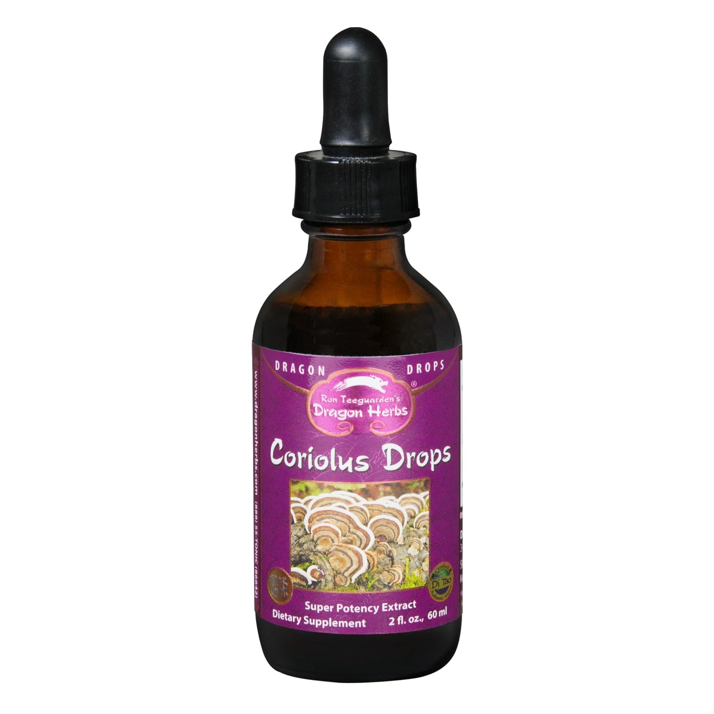 Dragon Herbs Turkey Tail Coriolus (Wild) Drops – Immunomodulator for Gut & Liver Health | Triple Extraction, 2 fl oz