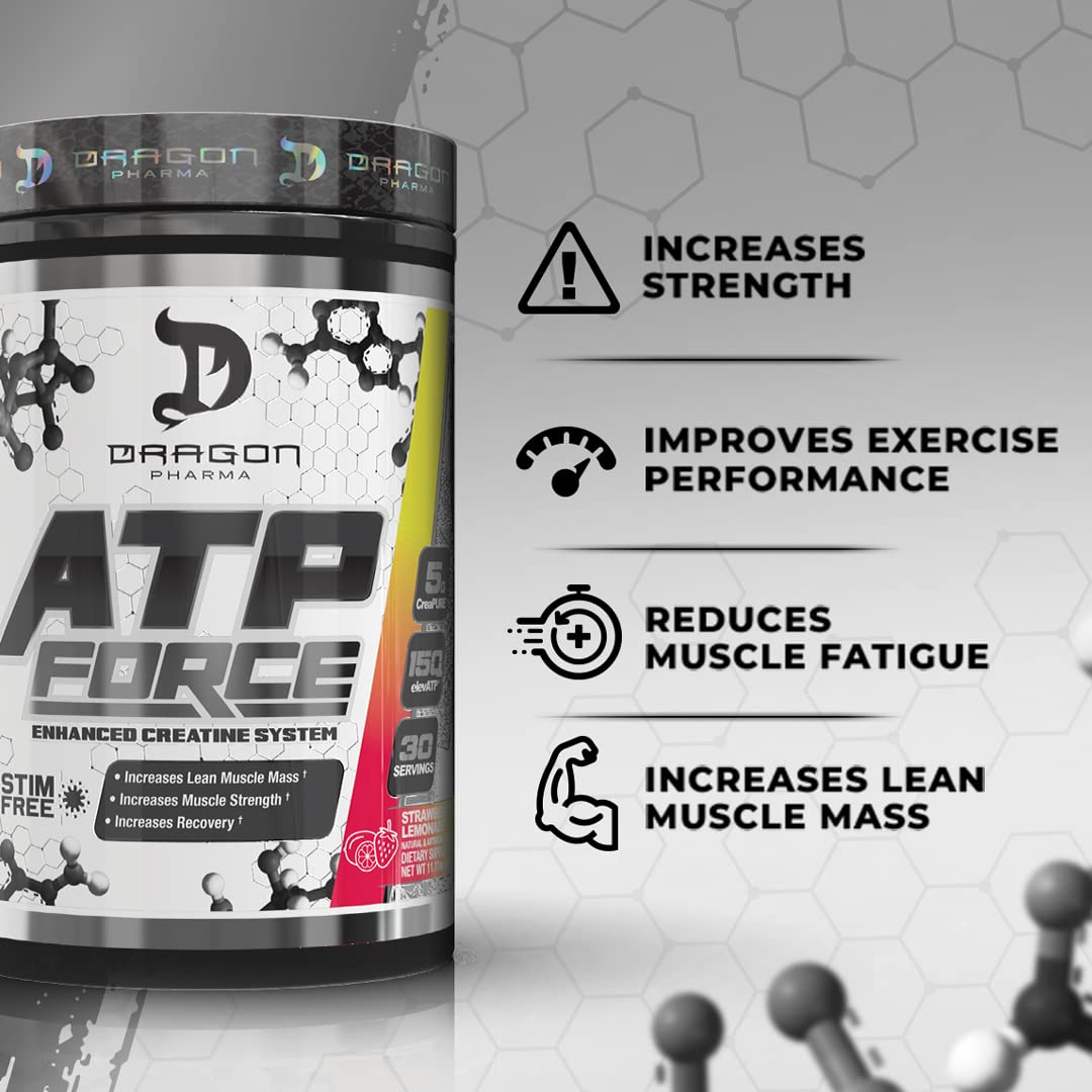 Dragon Pharma ATP Force – Enhanced Creatine System (30 Servings, Strawberry Lemonade)