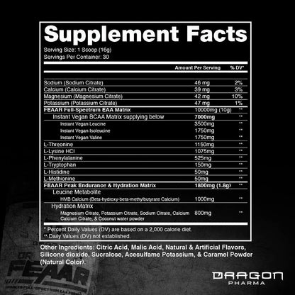 Dr. FEAAR Advanced Full-Spectrum EAA Matrix | Dragon Pharma – 30 Servings, Peach Guava