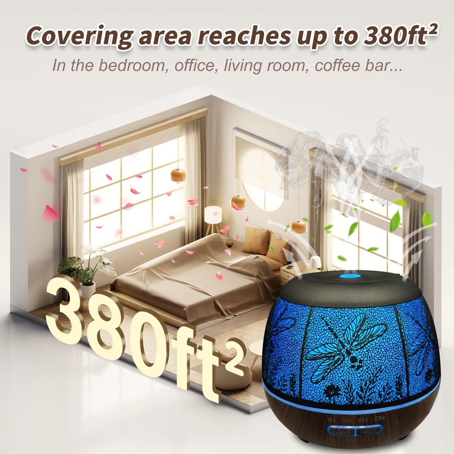 Diffusers for Essential Oils Large Room 400ml | Dragonfly with Remote & 7-Color Lights