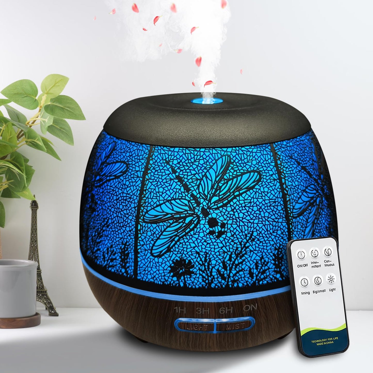 Diffusers for Essential Oils Large Room 400ml | Dragonfly with Remote & 7-Color Lights