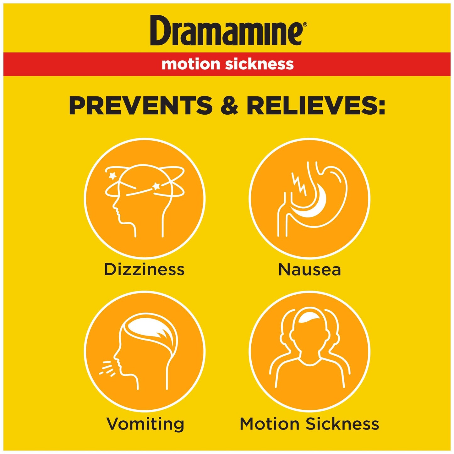 Dramamine Chewable Orange Motion Sickness Relief — 8 Count | Fast, Travel-Ready