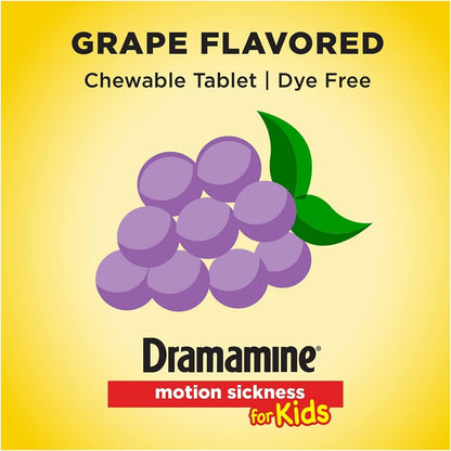 Dramamine for Kids Chewables – Grape Flavor, 5-Pack (8 Tablets Each)