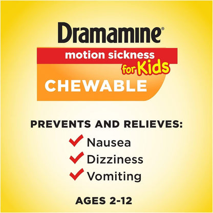 Dramamine for Kids Chewables – Grape Flavor, 5-Pack (8 Tablets Each)