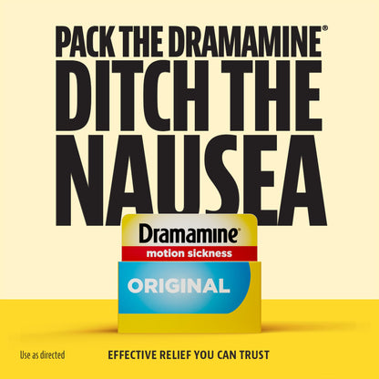 Dramamine Motion Sickness Original Travel Vial 3-Pack (12 Count Each) | Fast Relief