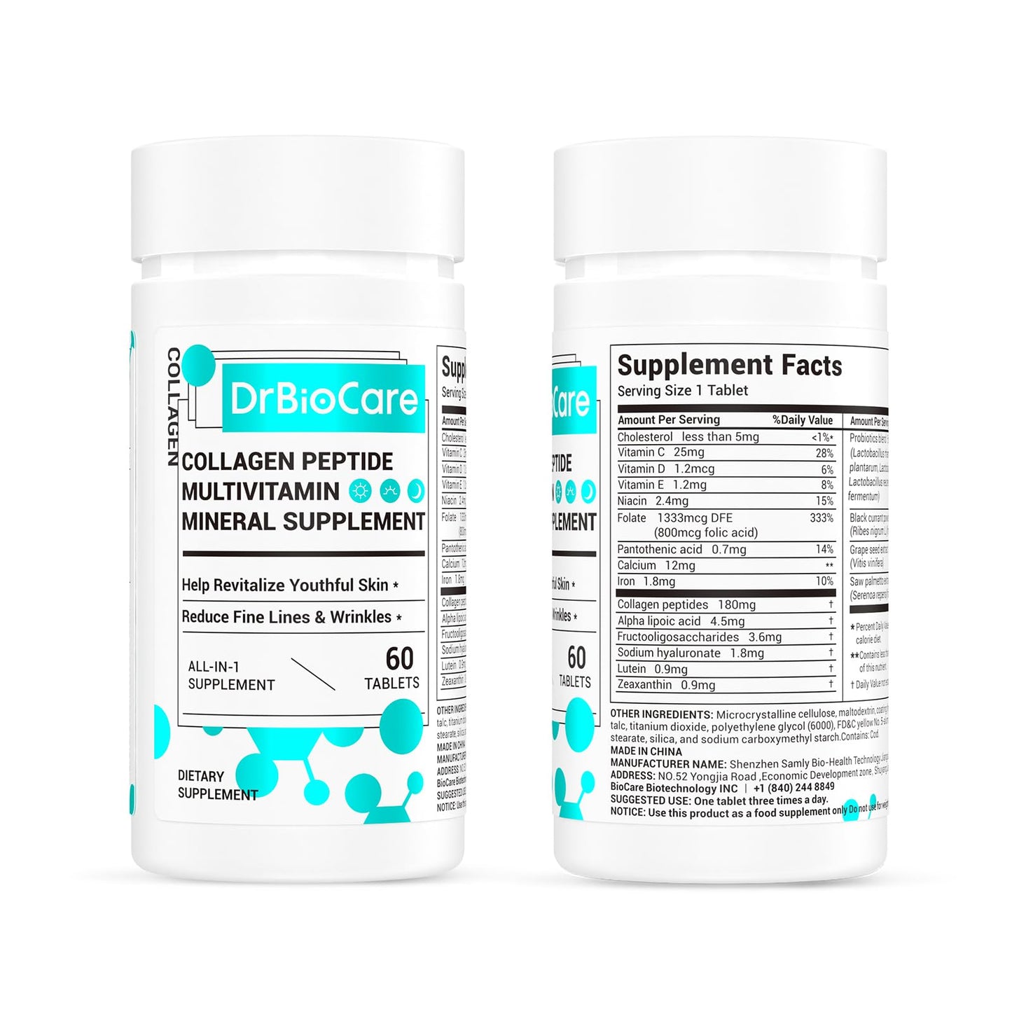 DrBioCare Collagen Peptides for Women – Beauty Vitamin & Probiotic Supplement (120 Tablets)
