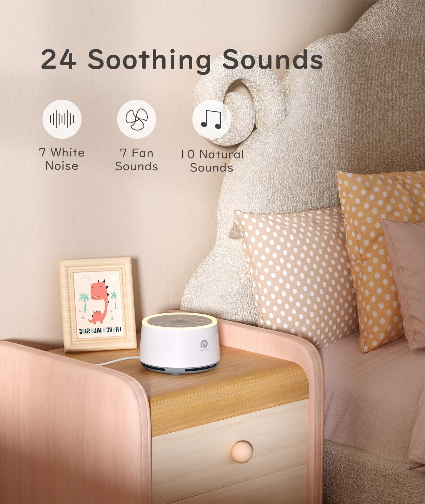 Dreamegg D1 Sound Machine – White Noise, Night Light, 24 Sounds | Nursery & Home