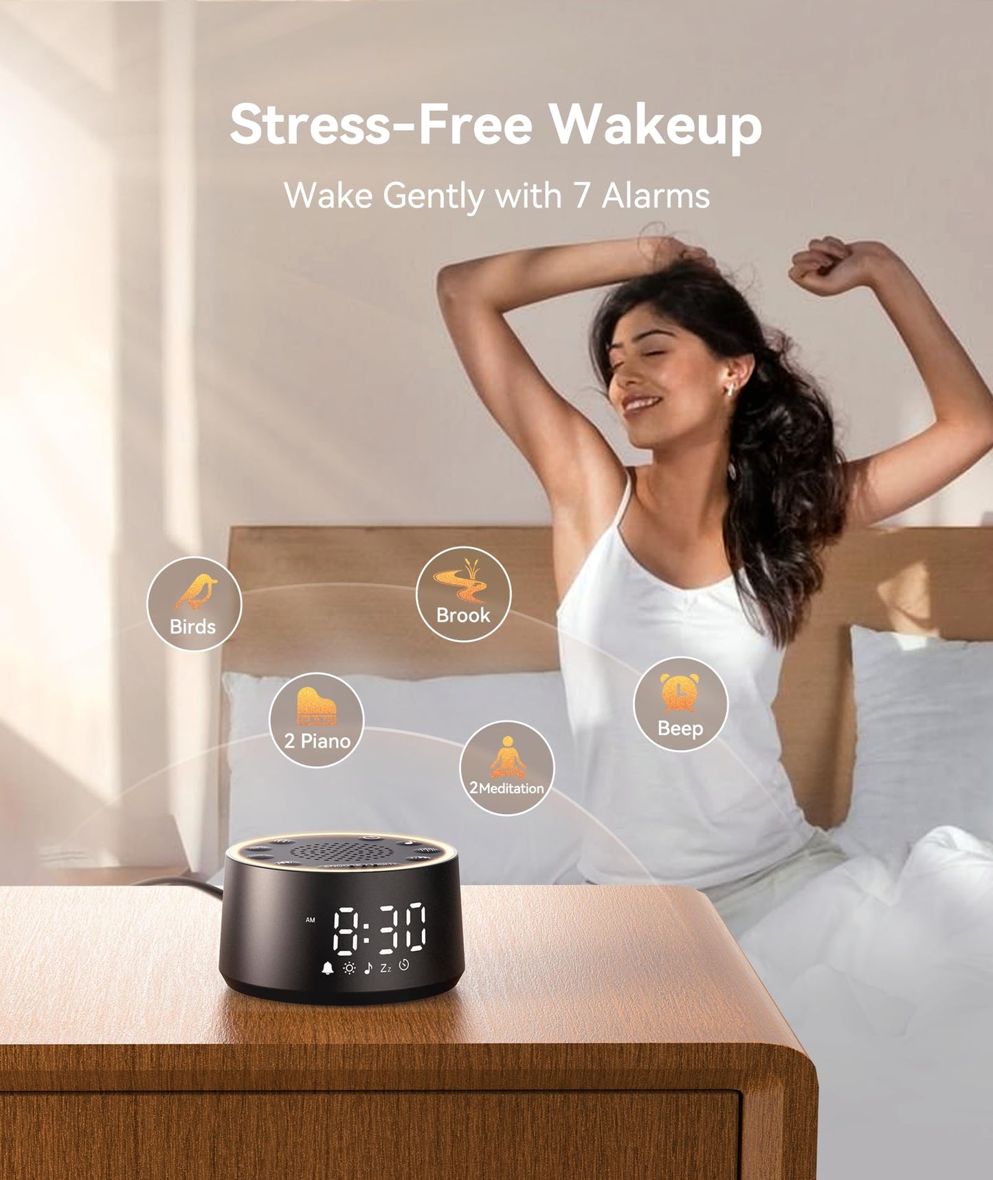 Dreamegg D1 Nova White Noise Sound Machine with Alarm Clock – Travel-Friendly Sleep Aid for Baby & Adults