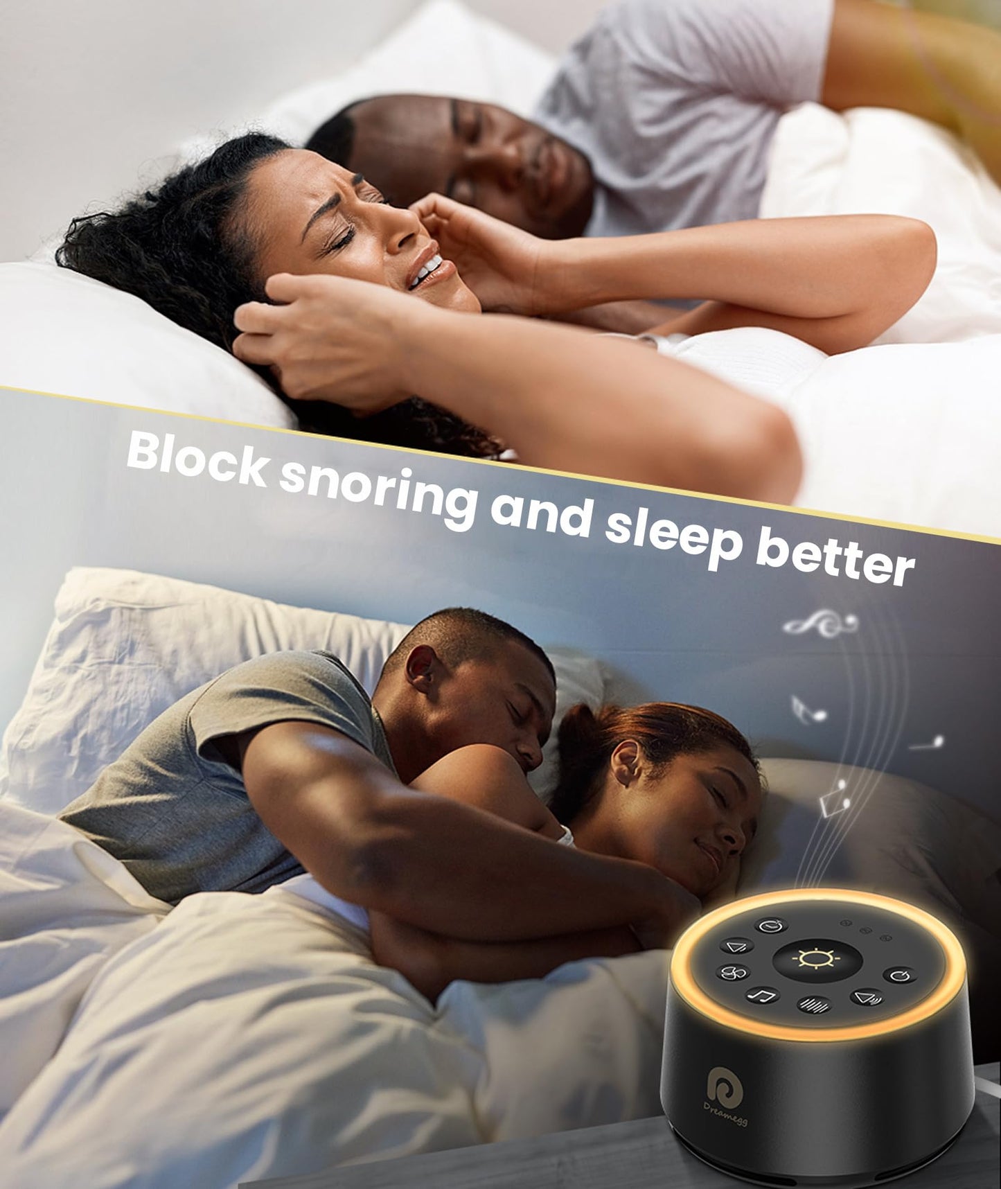 Dreamegg White Noise Machine — 24 Calming Sounds, Ambient Night Light, Travel-Ready