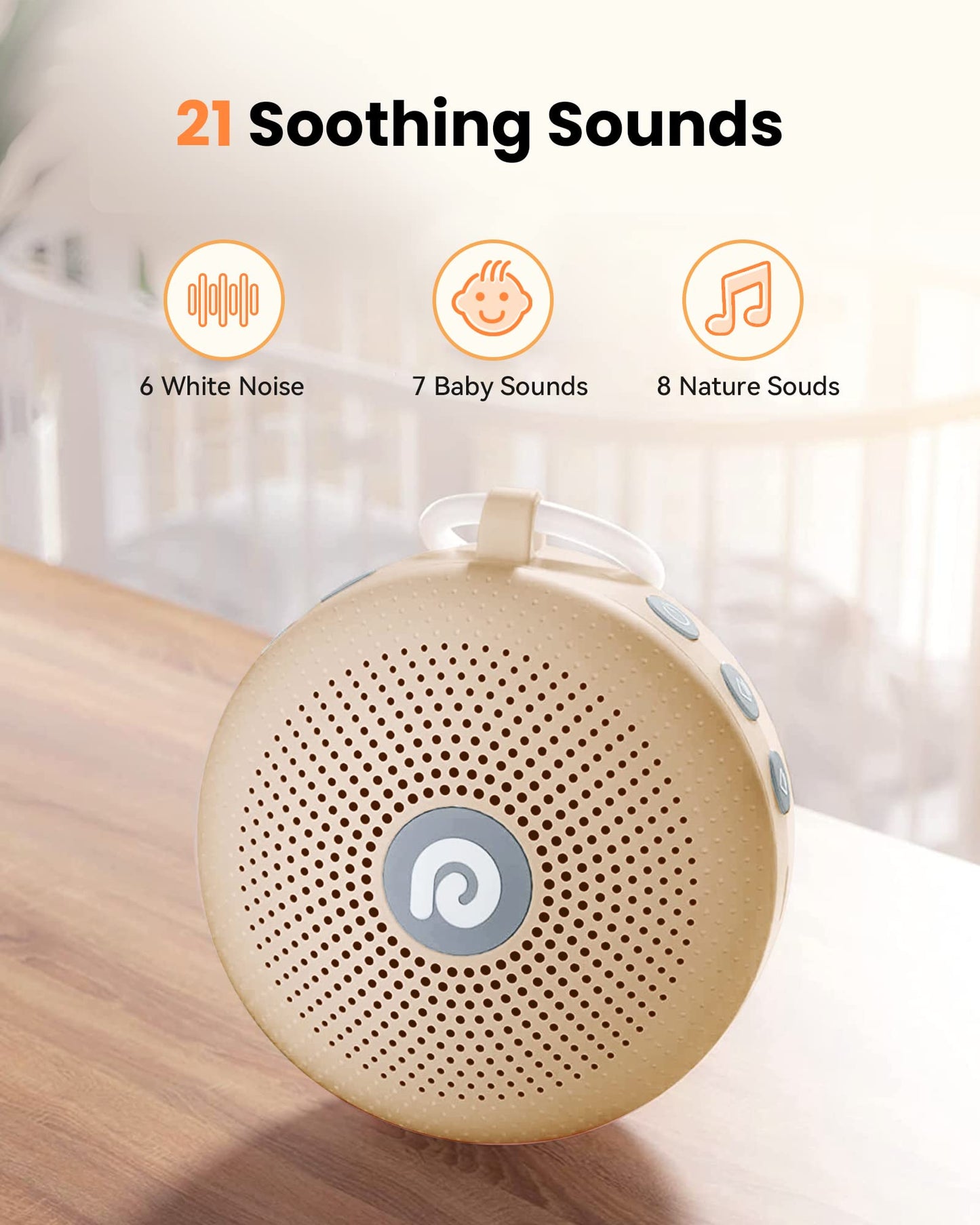 Dreamegg White Noise Machine - Portable Sound Machine for Baby & Adults | 21 Sounds, 1800mAh Battery