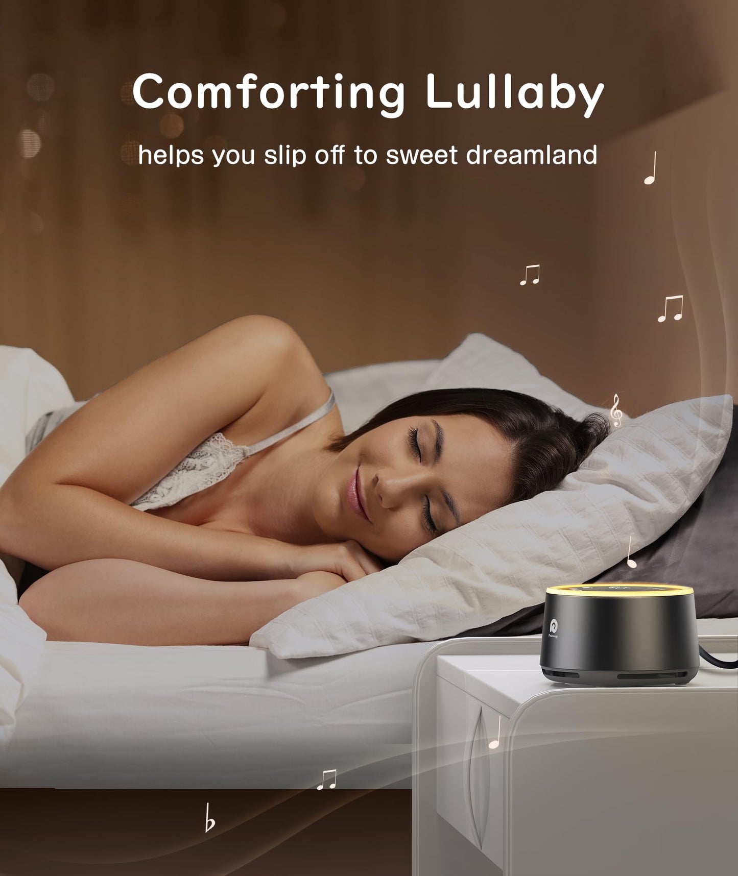 Dreamegg White Noise Machine — 24 Calming Sounds, Ambient Night Light, Travel-Ready